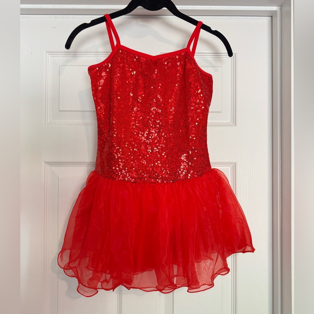 Sparkling Red Sequin Kids Costume Dress